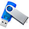 USB-Stick Metall-Semi, mit Metallbügel, blau-transparent, 16 GB