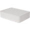 A rectangular white storage box with a lid, slightly rounded corners, without any discernible features.