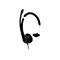 Schwarzes Headset mit Mikrofon, auf weiÃŸem Hintergrund. OhrhÃ¶rer, Mikrofonarm und BÃ¼gel sichtbar.