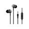 Schwarze In-Ear-KopfhÃ¶rer mit durchsichtigem GehÃ¤use, Klinkenstecker und Fernbedienung.