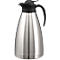 Silver thermos with a black lid and handle.