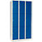 Vakkenkast 300 mm, 3 compartimenten, 9 vakken, veiligheidscilinderslot, sokkel, gentiaanblauw