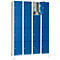 Vakkenkast 300 mm, 4 compartimenten, 16 vakken, veiligheidscilinderslot, poot, gentiaanblauw