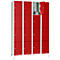 Vakkenkast 300 mm, 4 compartimenten, 16 vakken, veiligheidscilinderslot, poot, vuurrood