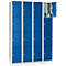 Vakkenkast 300 mm, 4 compartimenten, 16 vakken, veiligheidscilinderslot, sokkel, gentiaanblauw