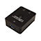 Schwarzer USB 3.0 Sharing-Switch mit Umschaltknopf, Anschlüssen für zwei PCs und einem USB-Ausgang.