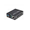 Schwarzer 10/100Base-Tx zu 100Base-Fx Medienkonverter mit SFP-Slot und Netzwerkanschluss auf weißem Hintergrund.