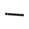 Schwarze Metallhalterung mit Montageöffnungen vor weißem Hintergrund.