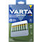 VARTA Eco Charger mit 8 AA Batterien, 75% recycelt, 2100 mAh. Aufdrucke: 'Individual Charging Channels', 'Smart Switch Off'.
