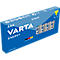 Blue battery pack of AAA Varta Energy batteries. Partially visible, lettering, pack of 10.