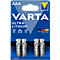Blue and silver battery pack with VARTA logo and batteries. Logo in the top right, with "Ultra Lithium" underneath.