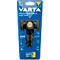 Black headlamp with white light, surrounded by blue packaging. Inscription VARTA, Indestructible H20 Pro.
