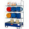 Vatenrek type 360 CEMO, met 150 I stalen opvangbak en vatensteun, voor 6 x 60 I of kleine vaten, L 1320 x B 800 x H 1300 mm