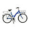 Vélo de transport, cadre en acier, avec porte-charges à roue avant, éclairage inclus, bleu RAL 5002