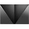 Opened black presentation folder with a triangular design inside. The texture is smooth and glossy.