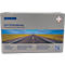 Grijze Holthaus Medical auto-verbanddoos met landschapsafbeelding en wit kruis op rode achtergrond.