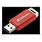 Roter Verbatim USB-Stick vor schwarzem Hintergrund mit weißem Logo und Öse.