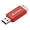 Roter Verbatim USB-Stick vor weißem Hintergrund mit weißer Öse am Ende.