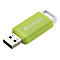 Ein hellgrüner Verbatim USB-Stick mit weißer Öse vor weißem Hintergrund.