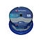 Stapel blauer Verbatim Blu-ray-Discs auf einem blauen Sockel. Aufschrift: BD-R, 50 StÃ¼ck, 25 GB.
