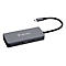 Grauer USB-C-Hub mit Kabel und verschiedenen Anschlüssen, Verbatim Logo.