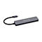 Grauer USB-C-Hub von Verbatim mit kurzem Kabel und USB-C-Stecker vor weißem Hintergrund.