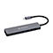Grauer Verbatim USB-C-Hub mit mehreren Anschlüssen, darunter HDMI, USB-C, USB-A und SD-Karten-Slots.