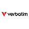 Das Verbatim Firmenlogo mit einem roten stilisierten V-Symbol und dem schwarzen Schriftzug verbatim.