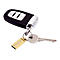 Schlüsselbund mit Autoschlüssel, Schlüssel und goldenem USB-Stick mit Verbatim-Logo.