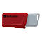 Clé USB rouge Verbatim avec curseur gris. Le logo est clairement visible sur la partie rouge.
