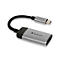 Verbatim USB-C auf HDMI Adapter in Silber mit kurzem schwarzen Kabel vor weißem Hintergrund.