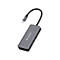 Grauer USB-C-Multiport-Adapter von Verbatim mit kurzem Kabel vor weißem Hintergrund.