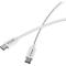 Weißes USB-C-auf-USB-C-Kabel von Verbatim auf weißem Hintergrund.
