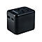 Schwarzer Universal-Reiseadapter von Verbatim mit USB-A- und USB-C-Anschlüssen vor weißem Hintergrund.