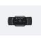 Schwarze Verbatim Full HD Webcam mit Autofokus vor neutralem Hintergrund.