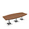 Vergadertafel Quandos bootvorm, 3-delig, B 3500 x D 1200 mm, kersen-Romana