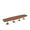 Vergadertafel Quandos bootvorm, 4-delig, B 4500 x D 1200 mm, kersen-Romana
