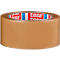 Een rol bruine verpakkingstape met het rode Tesa-logo.