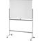 Wit, mobiel whiteboard met grijs frame en wielen.