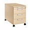 Verrijdbaar ladeblok 1333, 3 laden en 1 materiaallade, afsluitbaar, ronde grepen, hout/staal/kunststof, B 434 x D 600 x H 613 mm, ahorn-decor