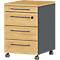 Verrijdbaar ladeblok Agenda Home, 4 laden, B 420 x D 490 x H 610 mm, grafiet/eik, 3 laden
