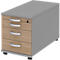 Verrijdbaar ladeblok BARI, materiaallade, 3 schuifladen, afsluitbaar, B 432 x D 800 x H 538 mm eikenpatroon/middengrijs