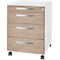 Verrijdbaar ladeblok LOGIN - 3 laden en 1 materiaallade - B 432 x D 580 x H 595 mm - centrale vergrendeling - wit/eikenhout decor - ons merk Schäfer Shop Select