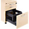 Verrijdbaar ladeblok NEVADA, 1 materiaallade , 1 lade en 1 lade voor hangmappen, B 430 x D 600 x H 600 mm, ahorn-decor