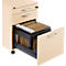 Verrijdbaar ladeblok NEVADA, 1 materiaallade , 1 lade en 1 lade voor hangmappen, B 430 x D 600 x H 600 mm, ahorn-decor