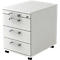 Verrijdbaar ladeblok TARVIS, 1 materiaallade, afsluitbaar, 3 schuifladen, B 428 x D 580 x H 590 mm, lichtgrijs