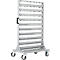 Verrijdbaar magazijn voor kleine onderdelen, aan 2 zijden stapelbaar, zonder open front magazijnbakken, B 825 x D 550 x H 1450 mm, staal, grijs