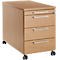 Verrijdbaar onderstel 1333, 3 laden en 1 materiaallade, afsluitbaar, hoekige grepen, hout/staal/kunststof, B 434 x D 800 x H 613 mm, beuken-decor