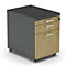 Verrijdbaar onderstel BEXXSTAR, 1 afsluitbare voorraadlade, 1 lade &amp; 1 HR-lade, B 430 x D 600 x H 600 mm, donkergrijs/eiken decor