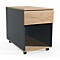 Verrijdbaar onderstel Dalosa, 1 greeploze lade &amp; 1 vak, B 390 x D 700 x H 550 mm, hout, antraciet/honingeik